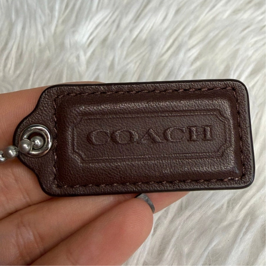 1.5" Coach Brown Fob Bag Charm Hang tag Hangtag