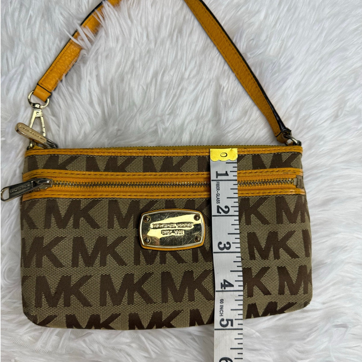 Michael Kors Brown Yellow Mini Purse Wristlet