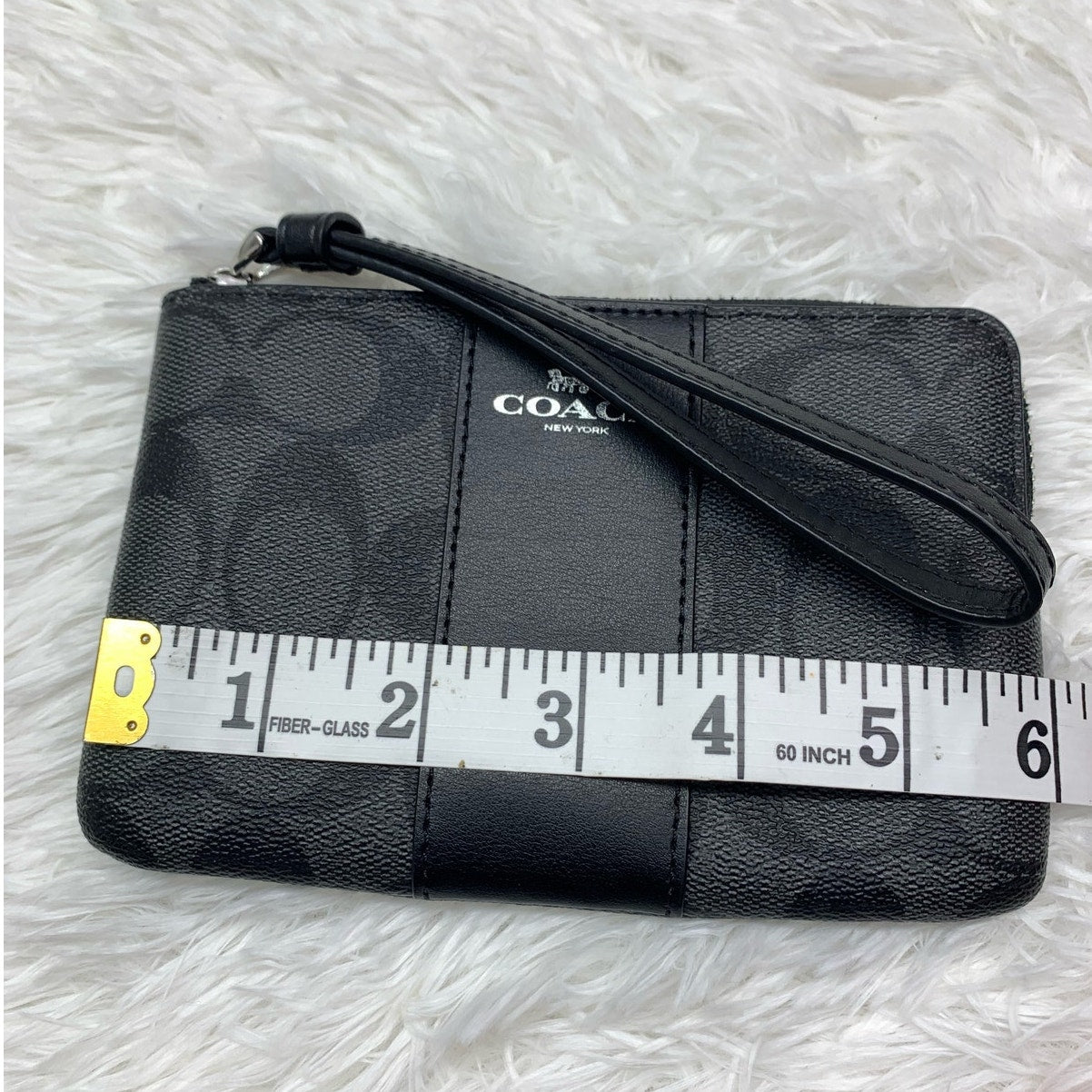 COACH Black Coat Canvas Signature Wristlet