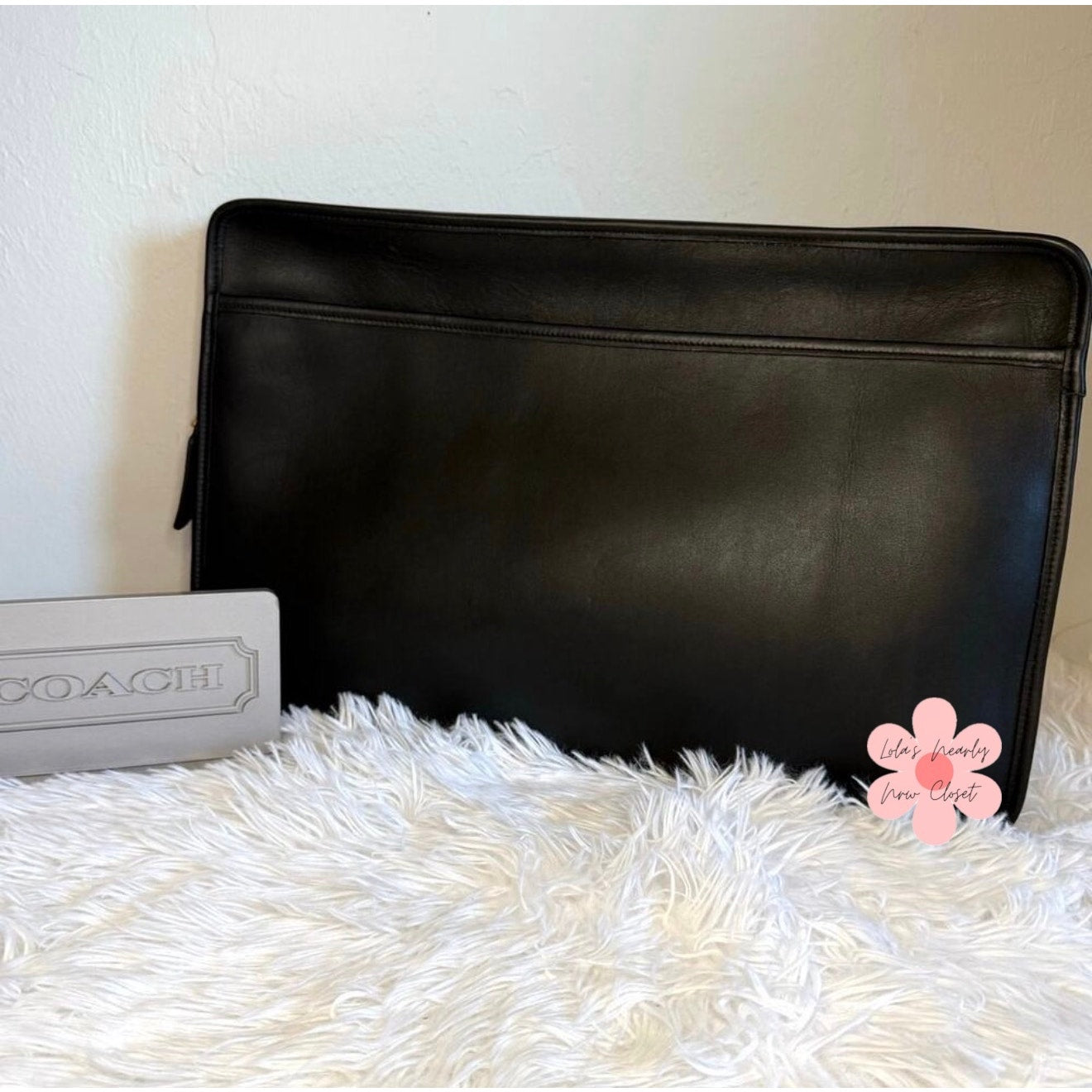 Vintage Coach 5225 Black Leather Document Laptop Portfolio Brief Case USA 1995