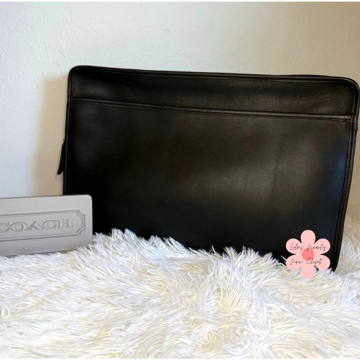 Vintage Coach 5225 Black Leather Document Laptop Portfolio Brief Case USA 1995