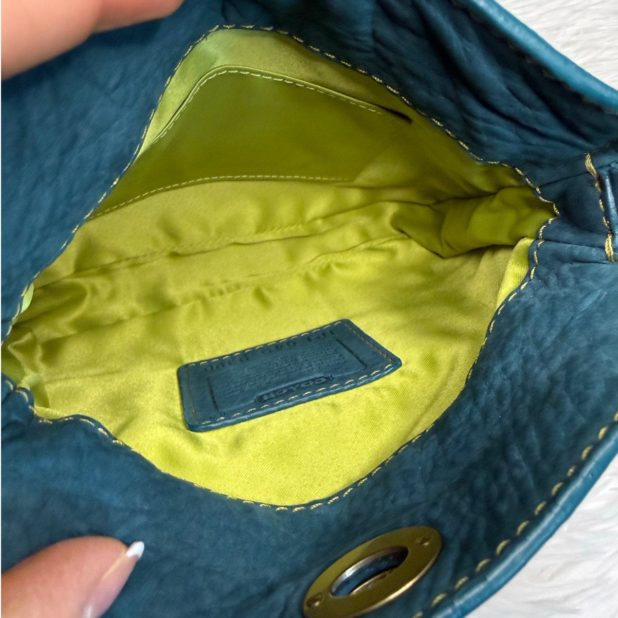 y2k COACH Vintage 9390 Suede Turnlock Mini Purse Shoulder Bag