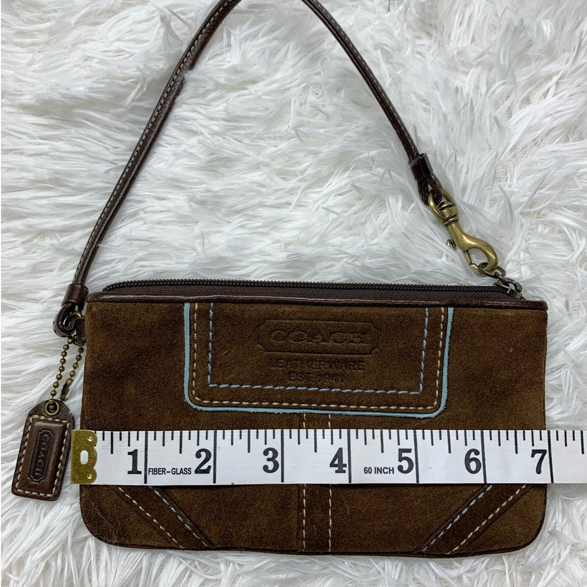 y2k COACH Vintage Brown Suede Wristlet