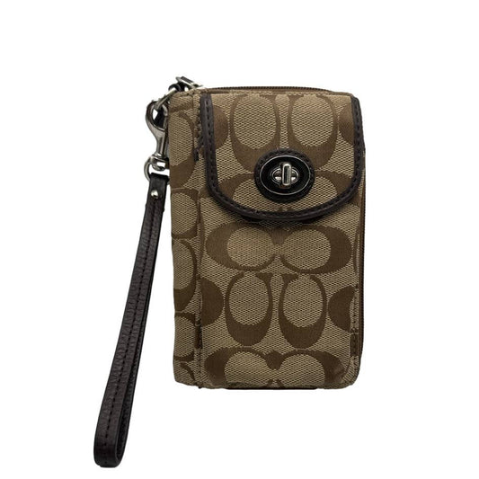 Vintage COACH Brown Signature Canvas Wristlet