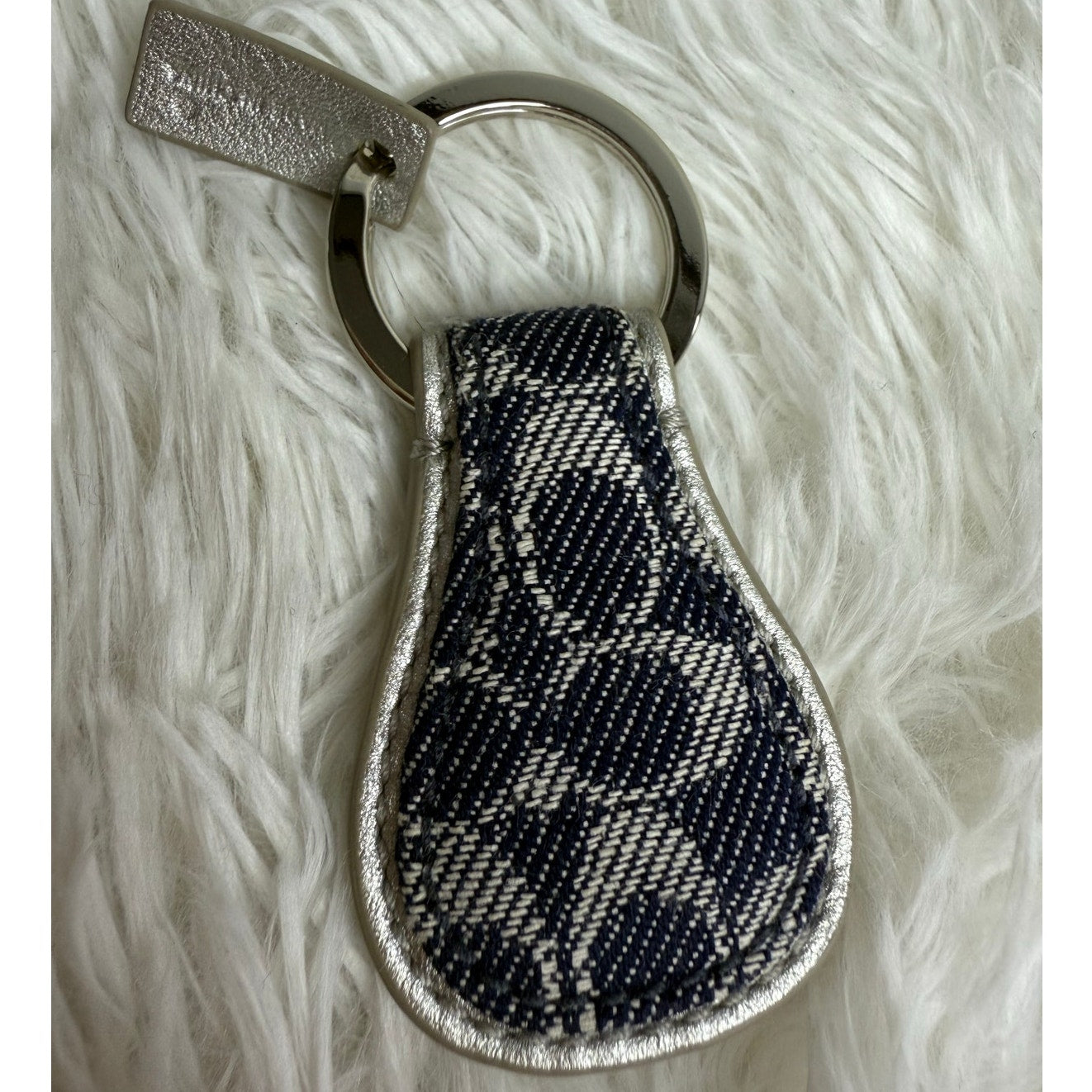 Vintage COACH y2k SIGNATURE TEAR DROP KEY RING Denim Charm