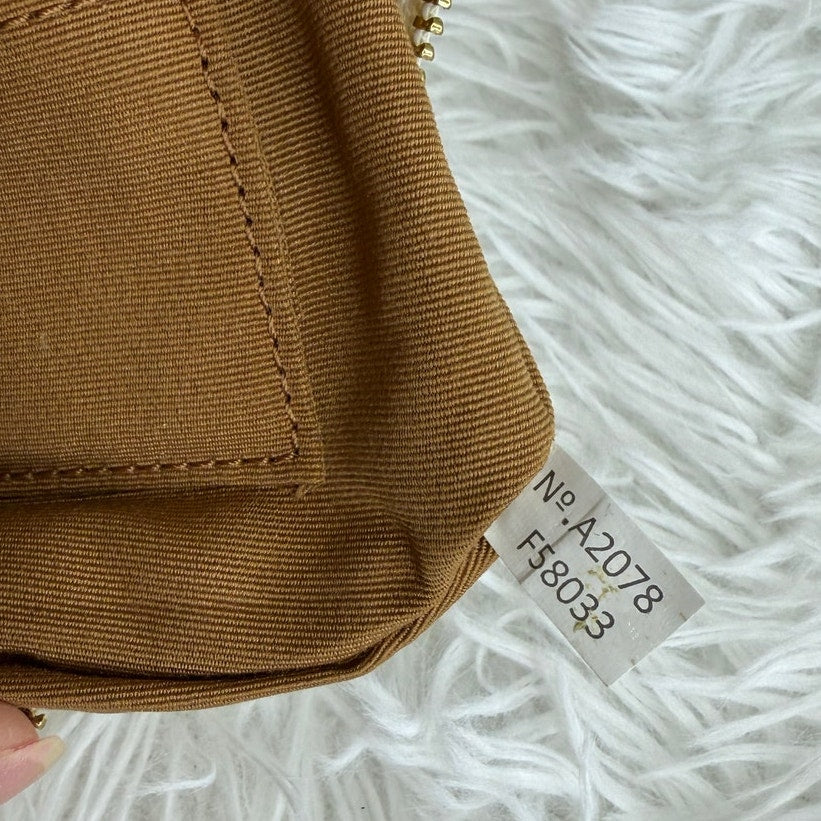 COACH Signature Khaki White Canvas Wristlet