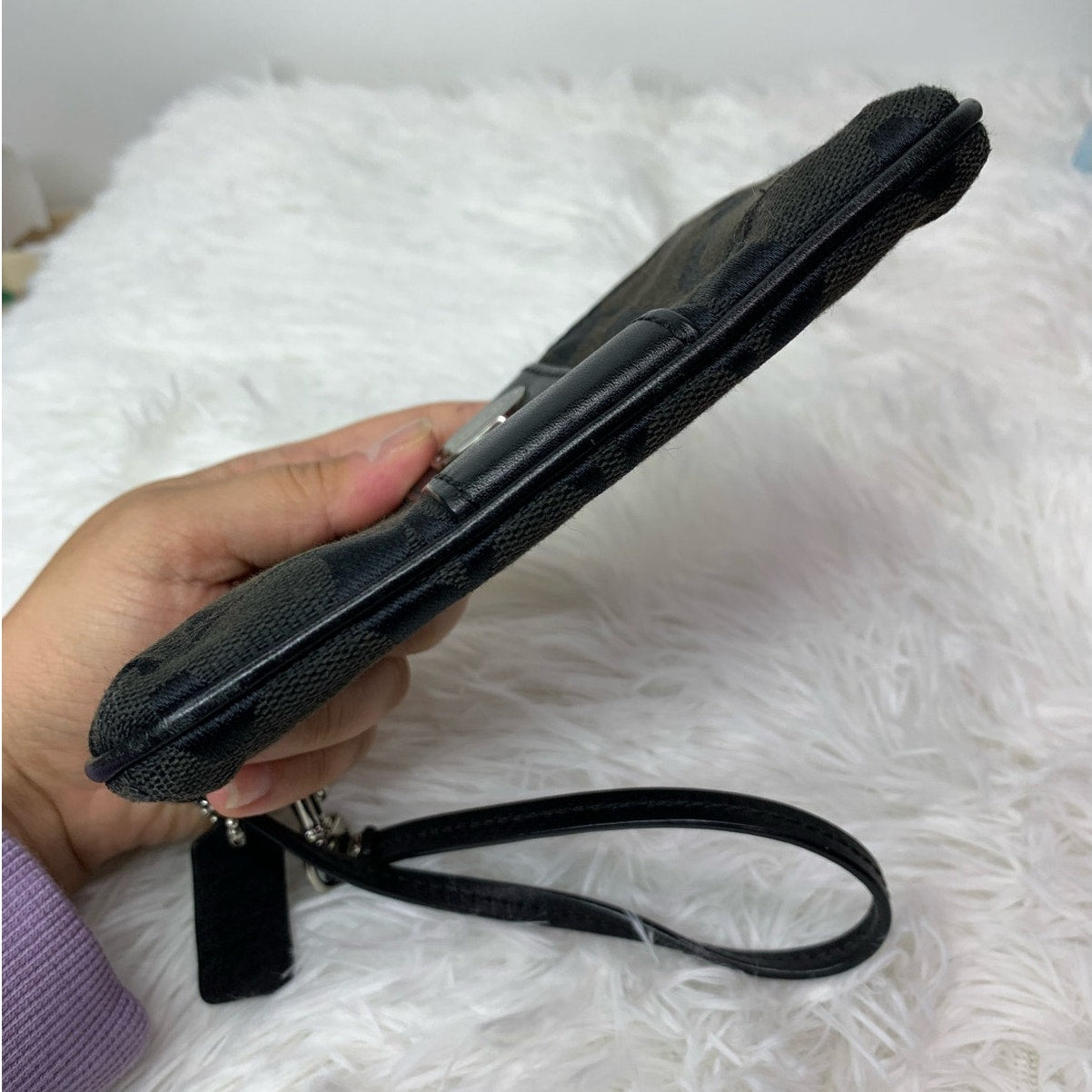 COACH Black Signature Canvas Wristlet