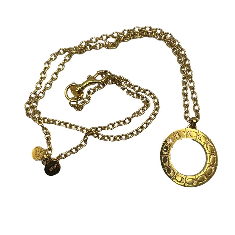 COACH LARGE SIGNATURE 2014 MEDALLION NECKLACE f96095