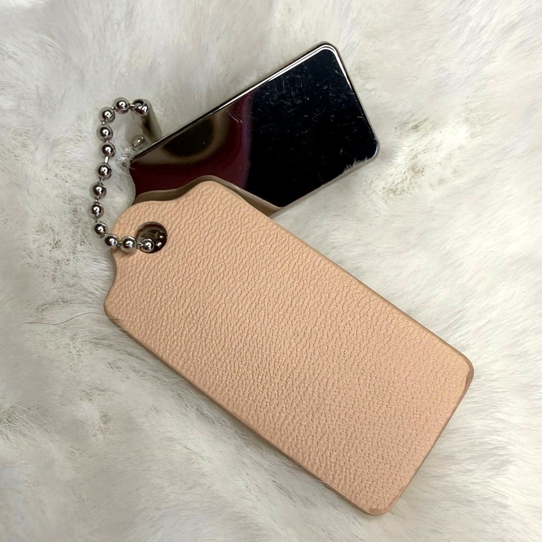 1.5" COACH Cream Silver Hang Tag Key Fob Bag Charm Set