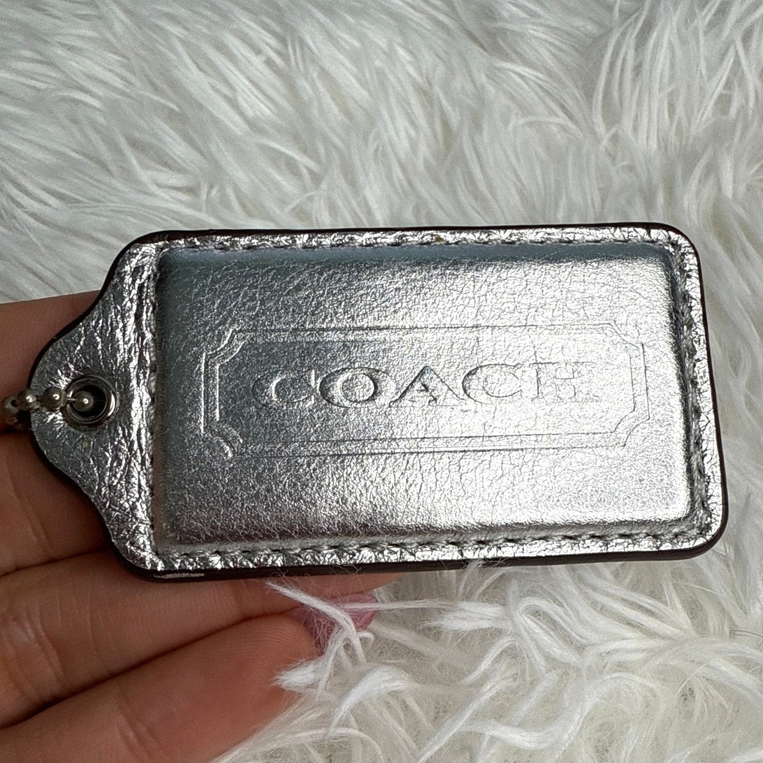 2.5" COACH Silver Fob Bag Charm Hang tag Hangtag