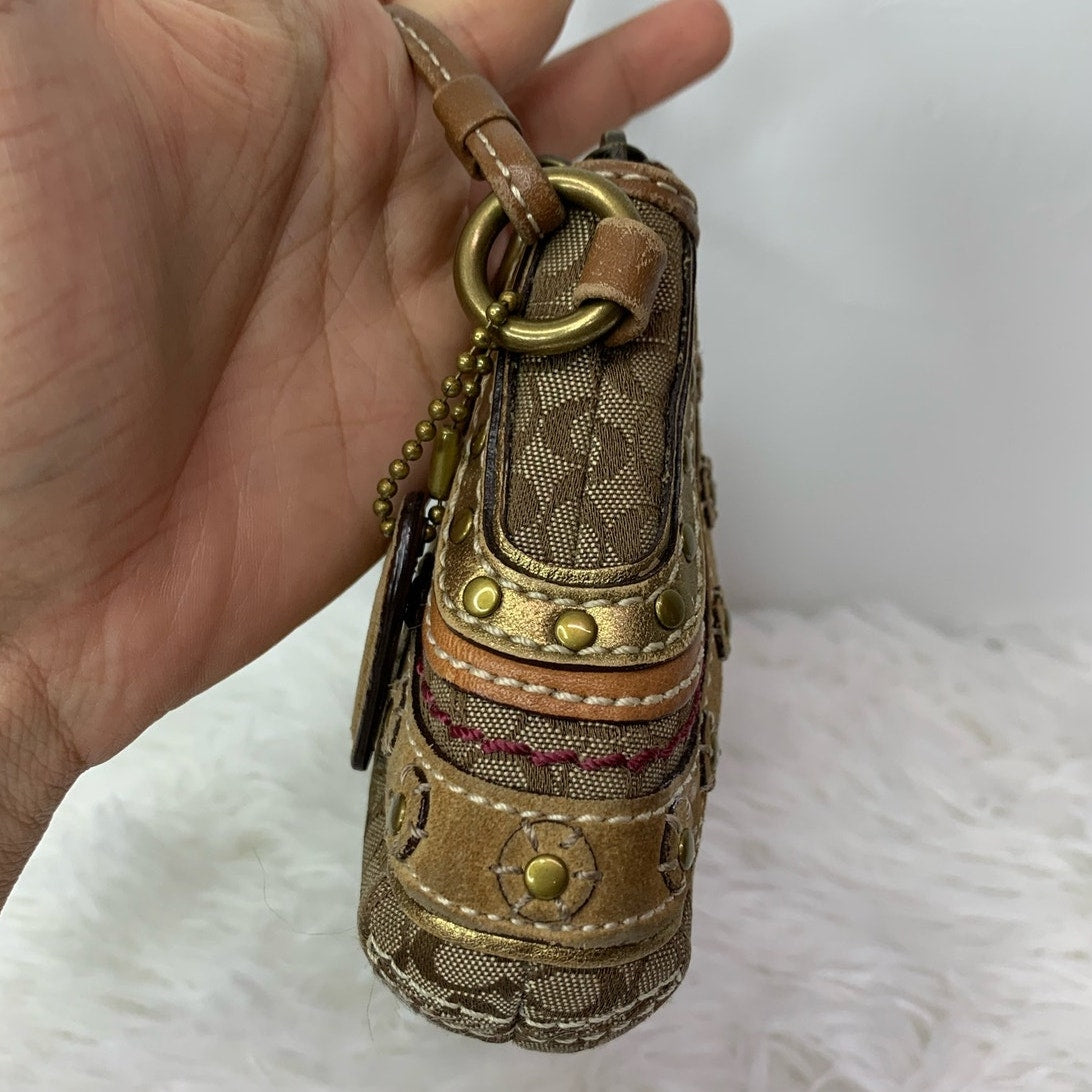 COACH Brown Signature Canvas Wristlet