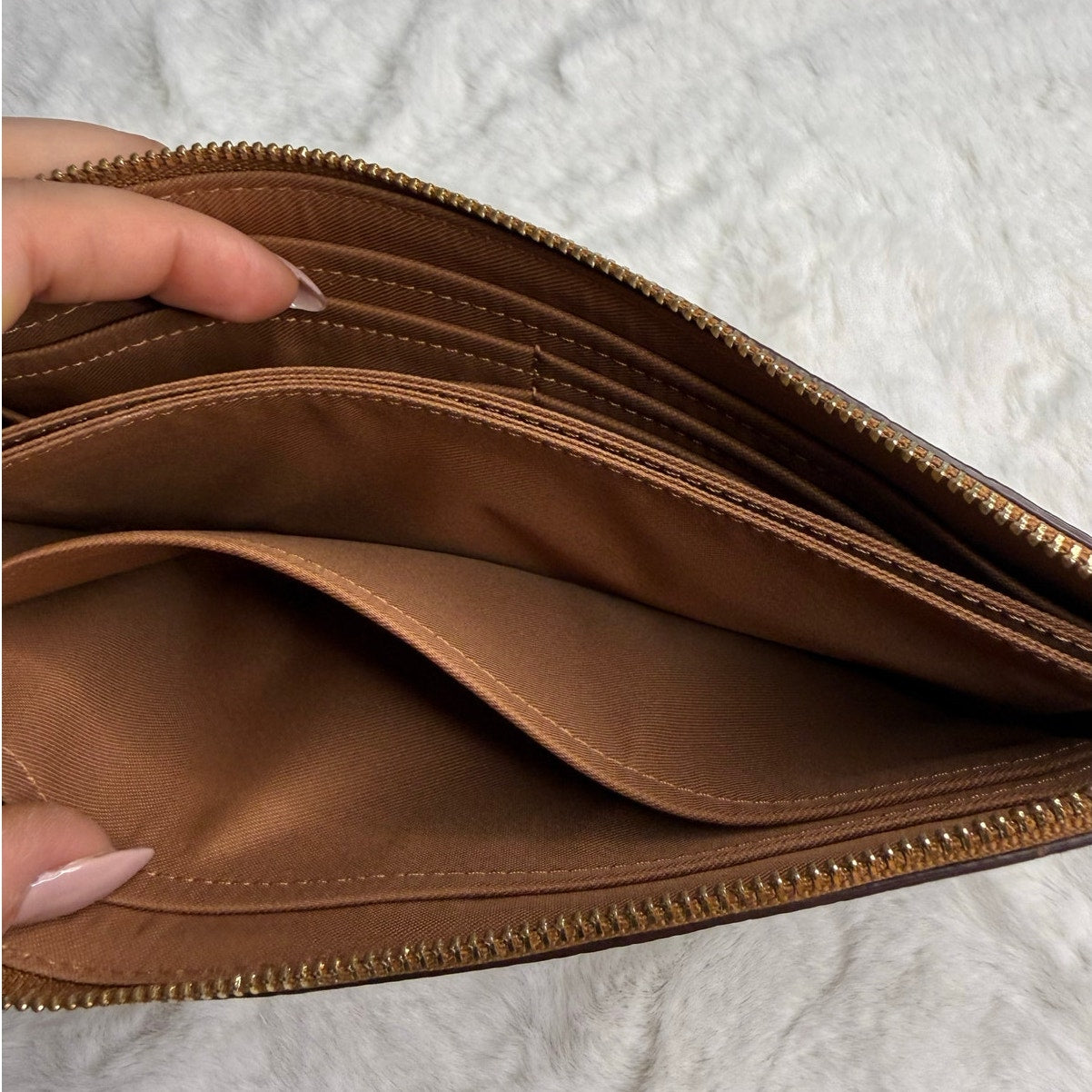 Coach Brown Zip Around Wristlet Wallet