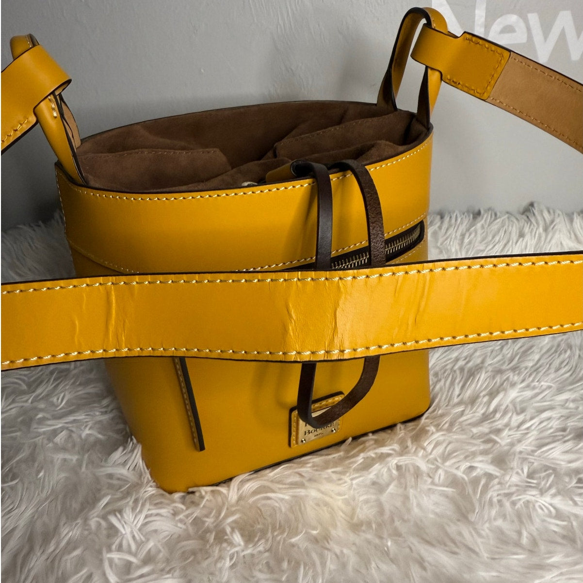 DOONEY & BOURKE Yellow Beacon Drawstring Shoulder Bag Purse