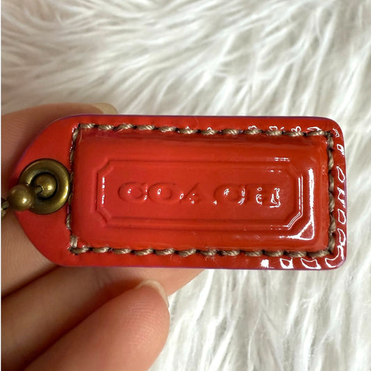 1.5" y2k COACH Vintage Red Pink Fob Bag Charm Hang tag Hangtag