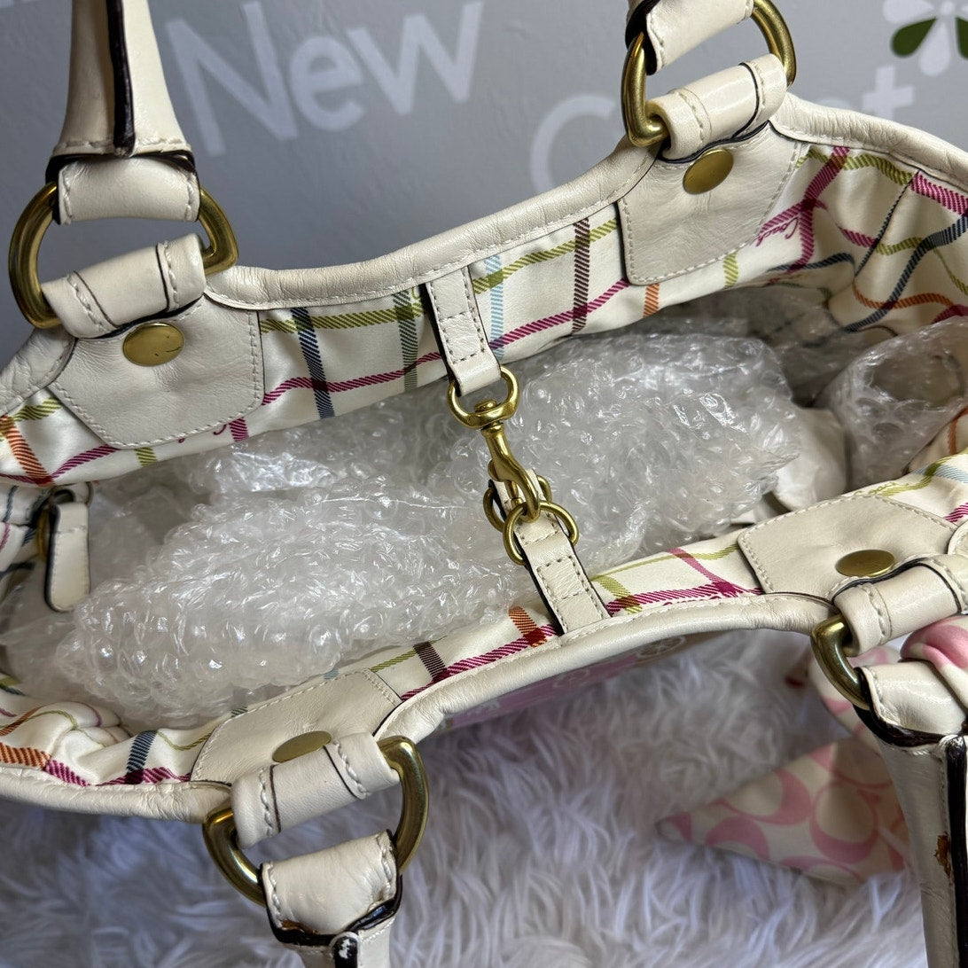 y2k COACH 2008 11791 Heritage Striped Tote Handbag