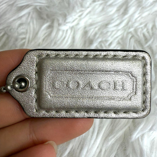 1.5" COACH Silver Fob Bag Charm Hang tag Hangtag