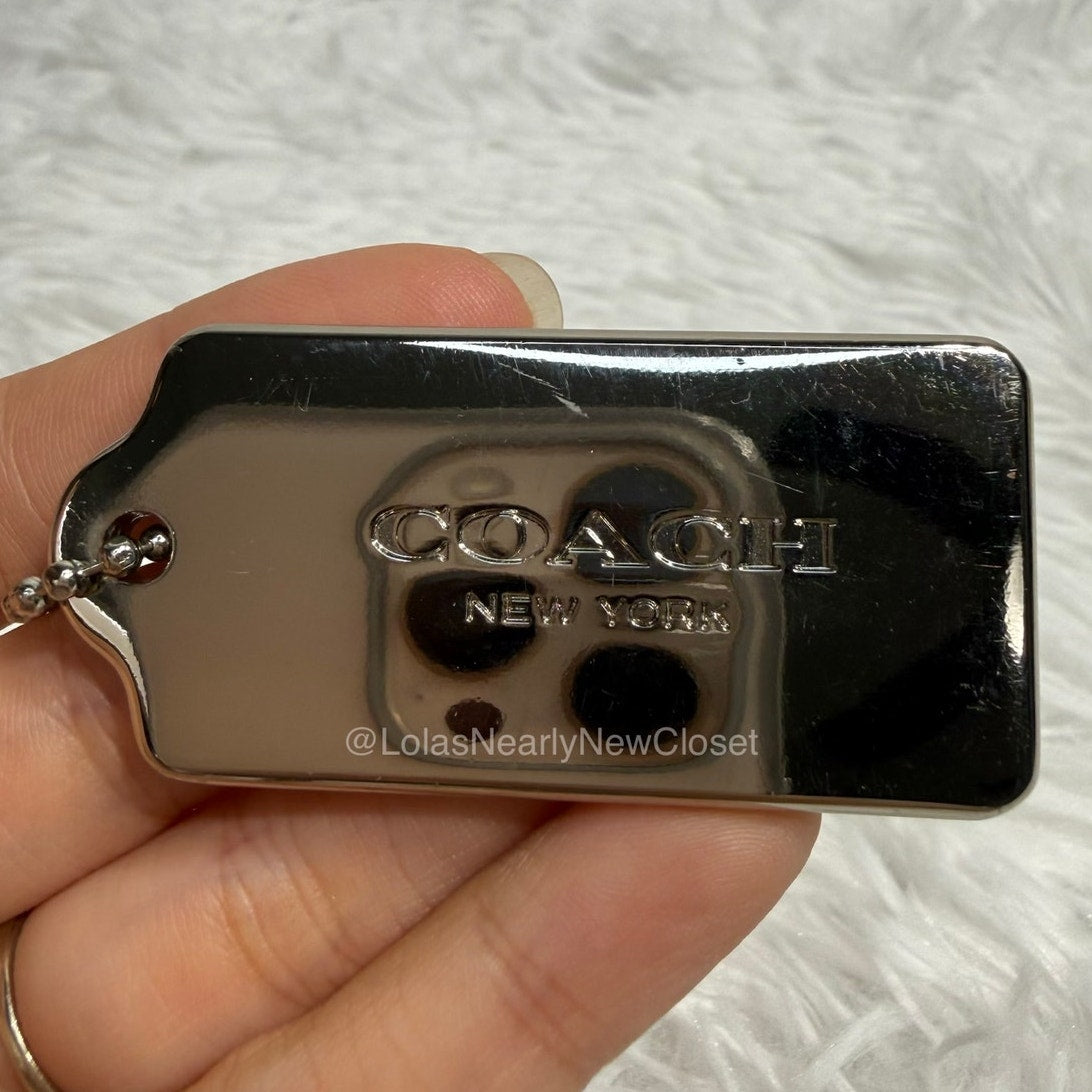 2" COACH Silver Metal Fob Bag Charm Hang tag Hangtag