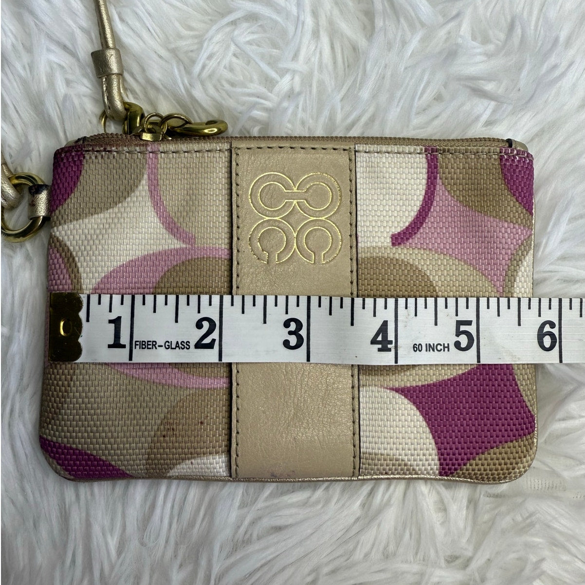 COACH Purple Gold Signature Canvas Wristlet