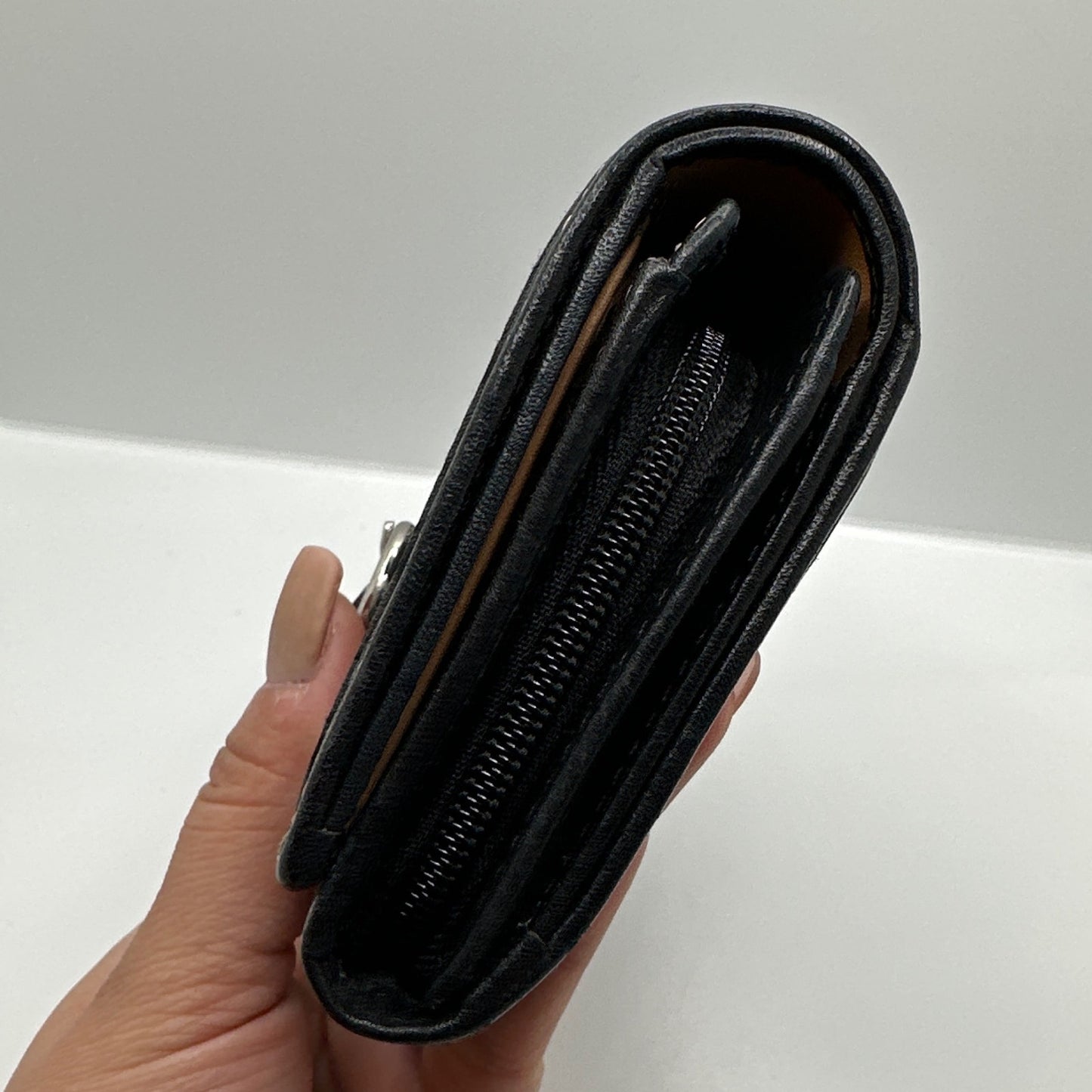 y2k Coach Vintage Black Signature Canvas Hampton Buckle Wallet