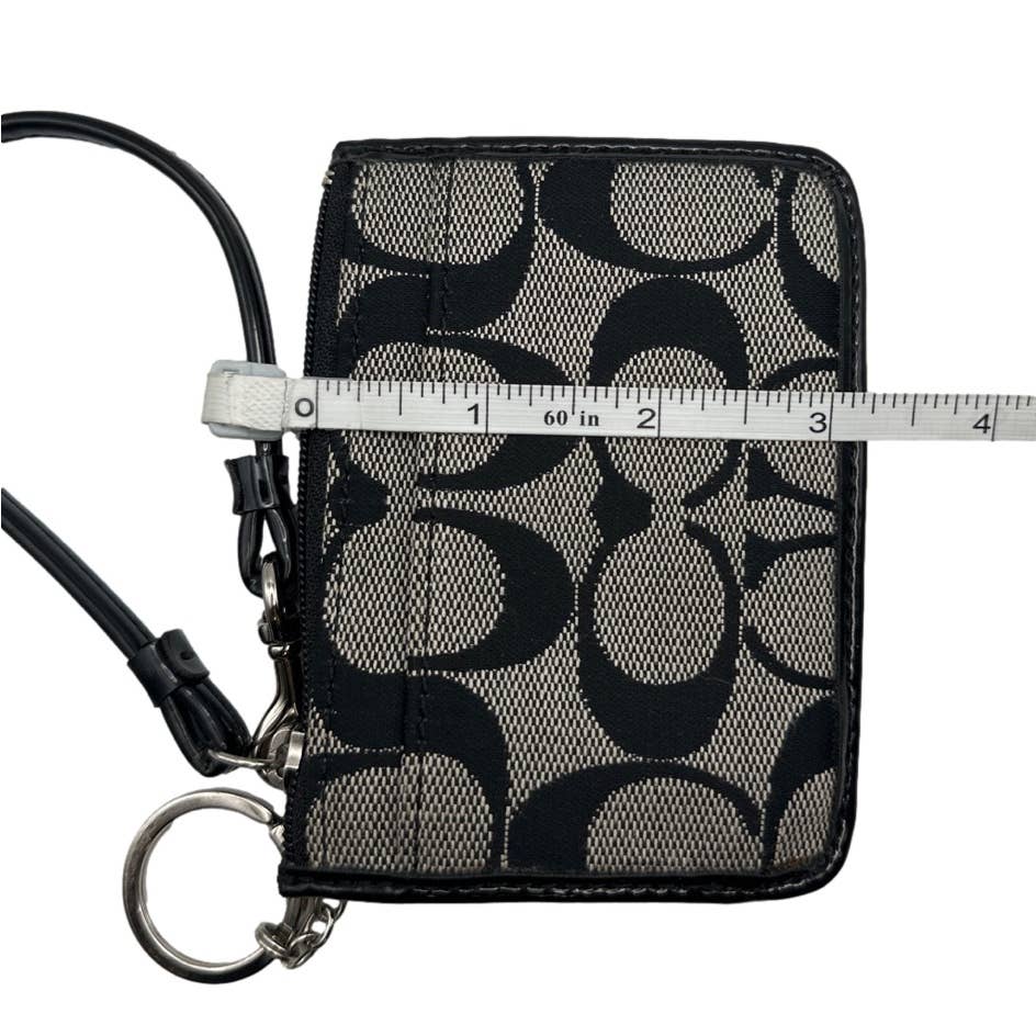 COACH Black and Gray Signature Canvas Card holder / Wristlet