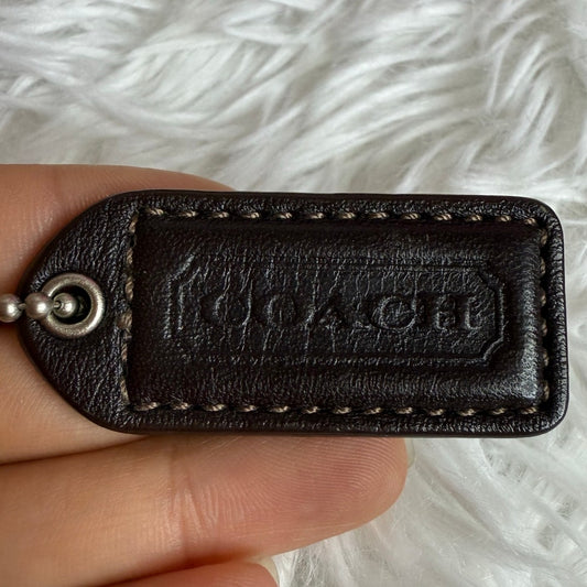 1.5" y2k COACH Brown Suede Fob Bag Charm Hang tag Hangtag