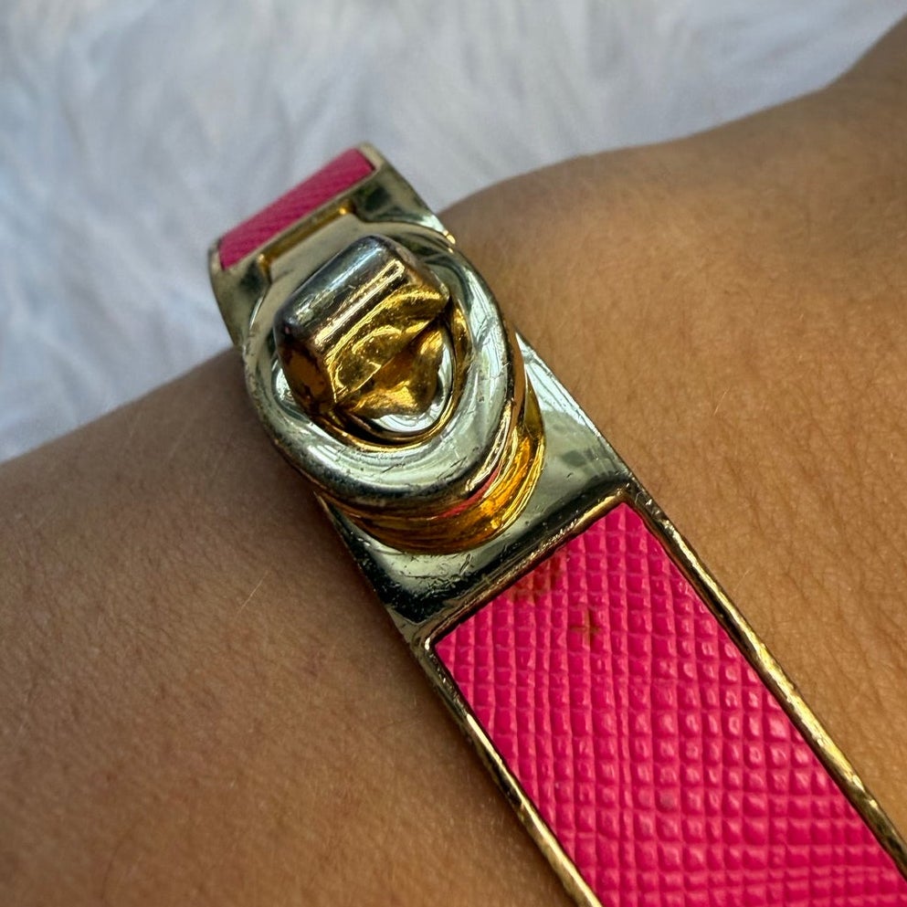 COACH Leather Turn Lock Hinges Bangle Bracelet
