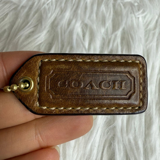 1.5" COACH Brown Fob Bag Charm Hang tag Hangtag