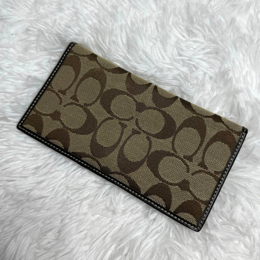 Coach Brown Signature Canvas Check Book Holder