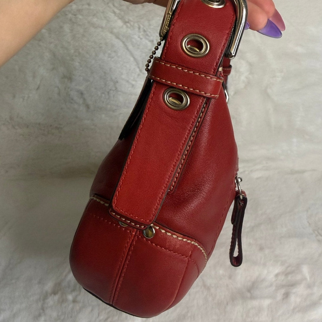 y2k Coach Red Convertible F12322 Hobo Shoulder Bag Crossbody