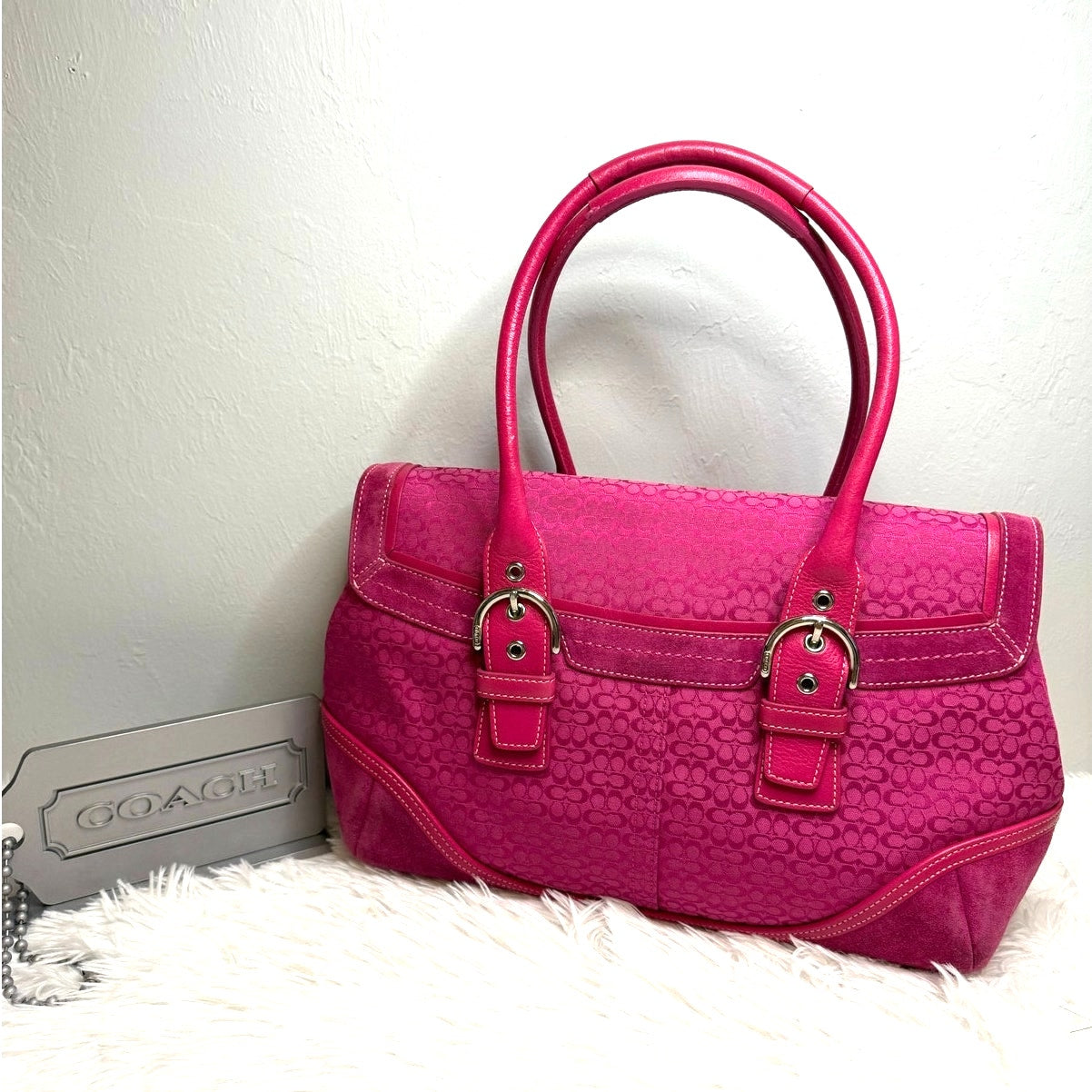 y2k COACH Vintage 2004 Pink Hampton SOHO Flap Satchel