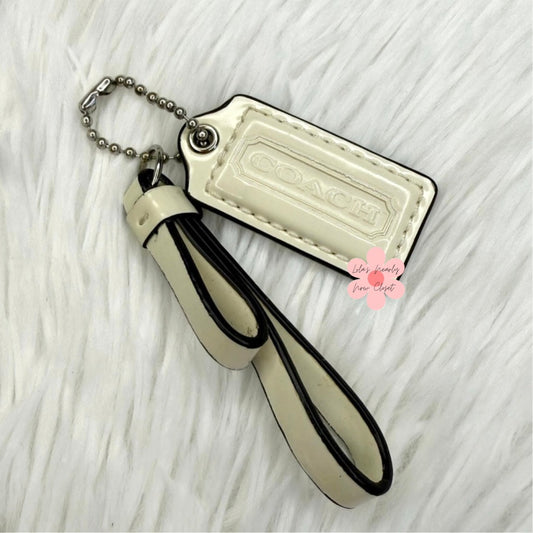 1.5" Coach Cream Patent Leather Hang Tag Bag Charm