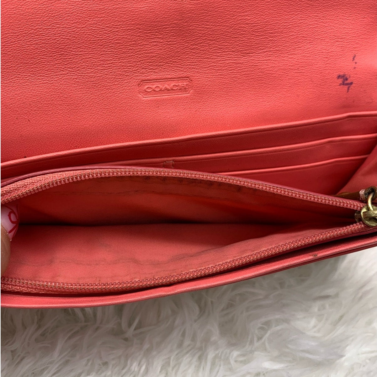 COACH  Signature Canvas Double Zipper Wallet
