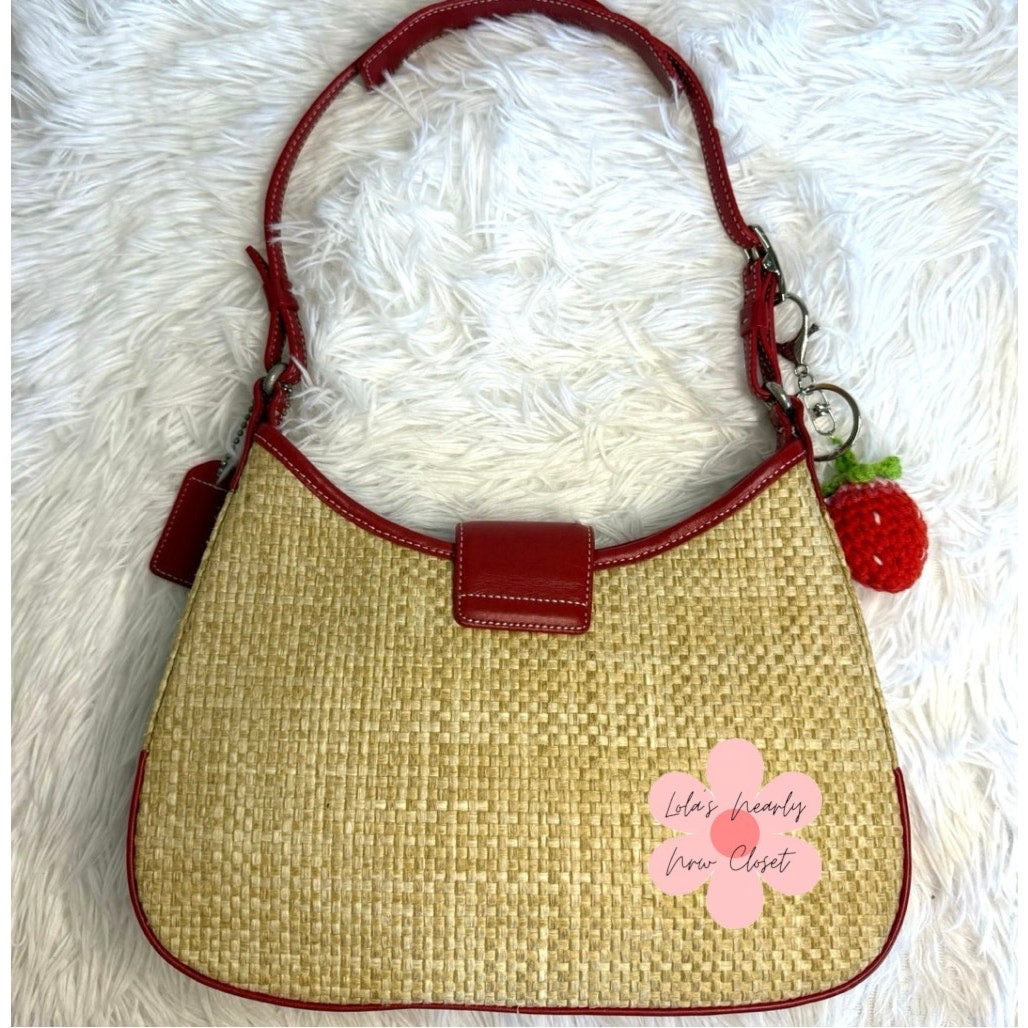y2k COACH Vintage 2000s 8159 Straw Shoulder Bag