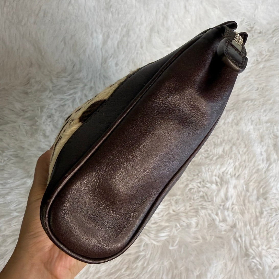 Coach Legacy Ocelot Haircalf Leather Zipper Pouch Clutch