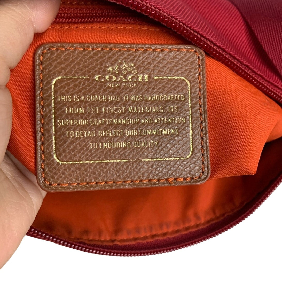 COACH Red Orange Brown Nylon Crossbody