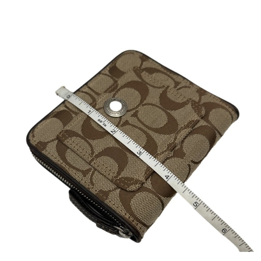 y2k COACH Brown Signature Canvas Med Wallet