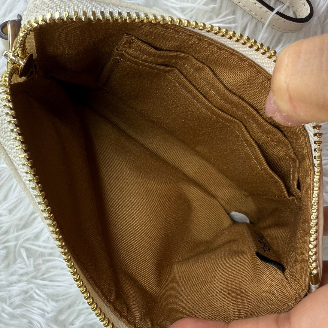 COACH Signature Khaki White Canvas Wristlet