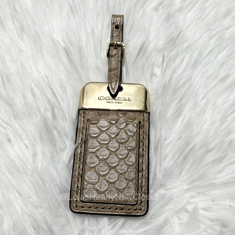COACH Animal Print Leather Hangtag Bag Charm Luggage Tag Picture Charm