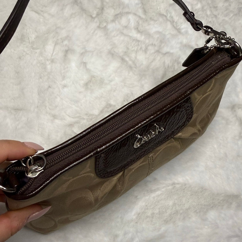 COACH y2k Brown Signature Canvas Wristlet Mini Purse