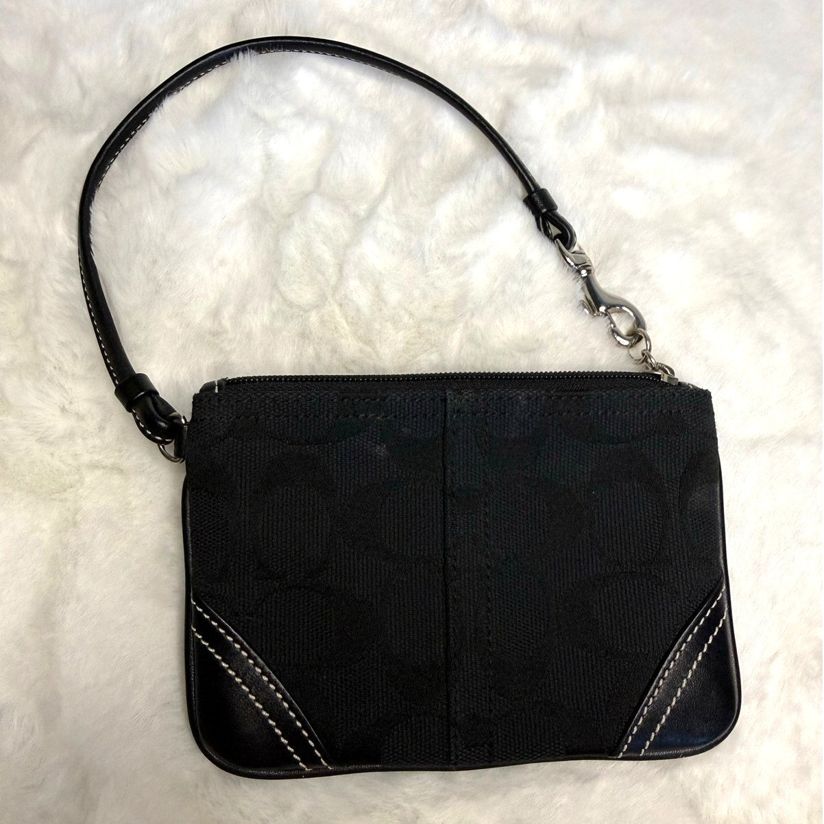 SALE COACH Black Signature Canvas Wristlet