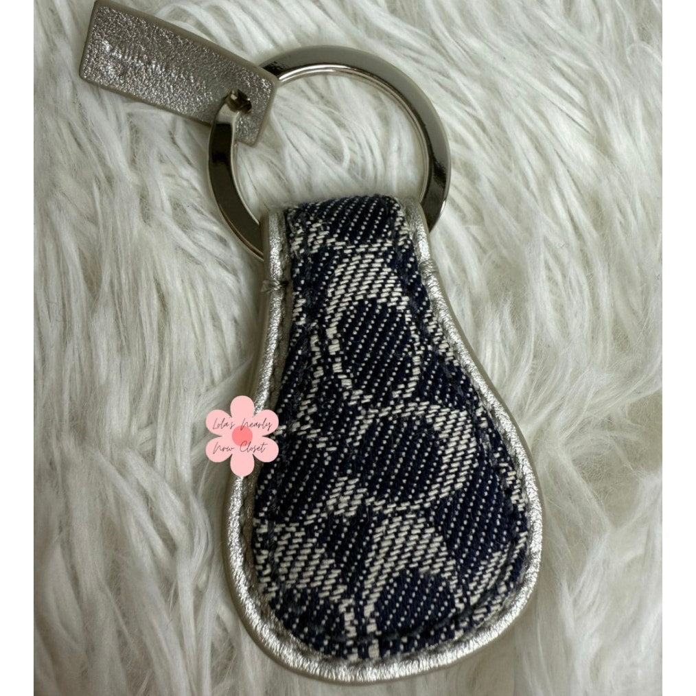 Vintage COACH y2k SIGNATURE TEAR DROP KEY RING Denim Charm