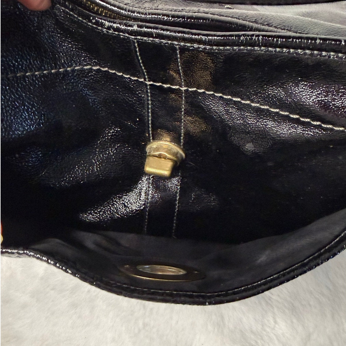 y2k Coach Bag Patent Leather Ergo Turnlock Black Hobo Shoulder Bag