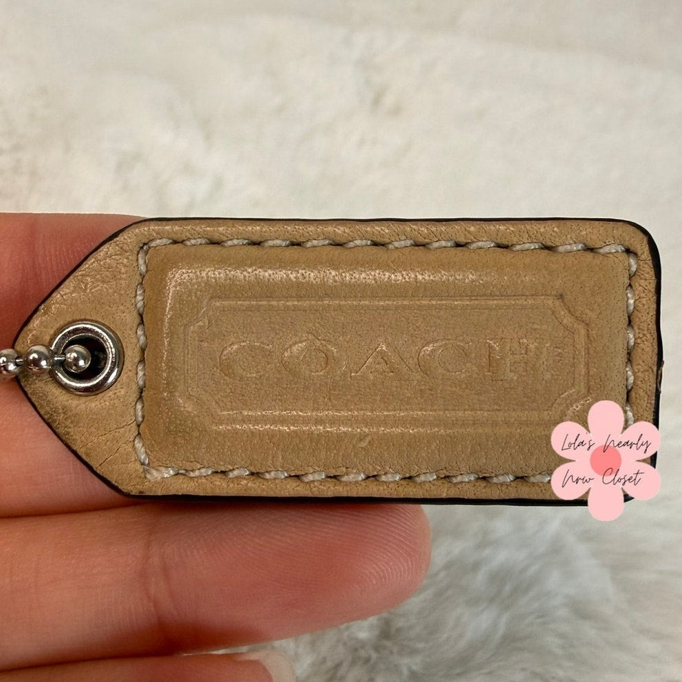 1.5" y2k COACH Vintage Gunmetal Fob Bag Charm Hang tag Hangtag