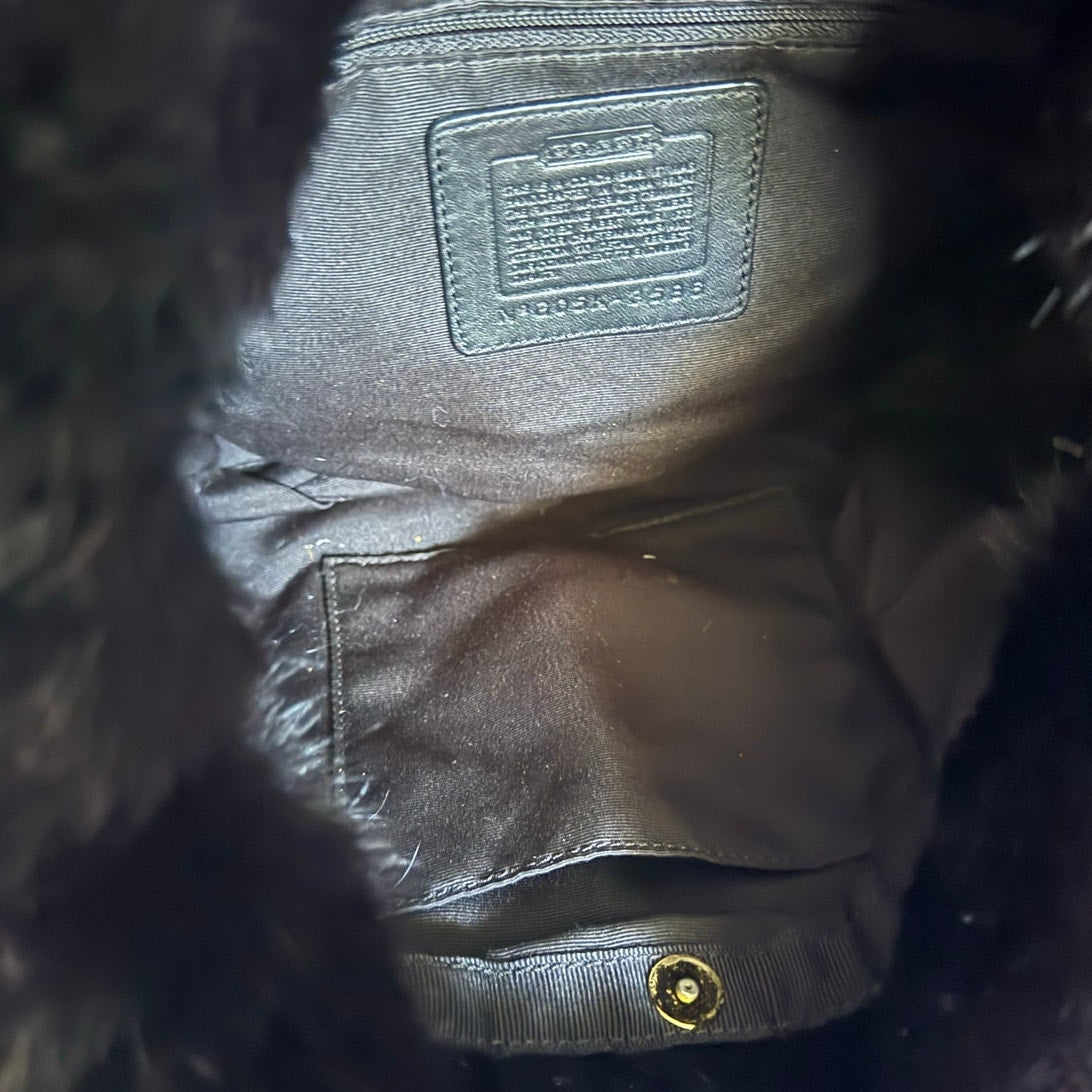 Vintage COACH y2k 3586 Limited EDITION Quilted Rabbit Fur Satin Shoulder Bag