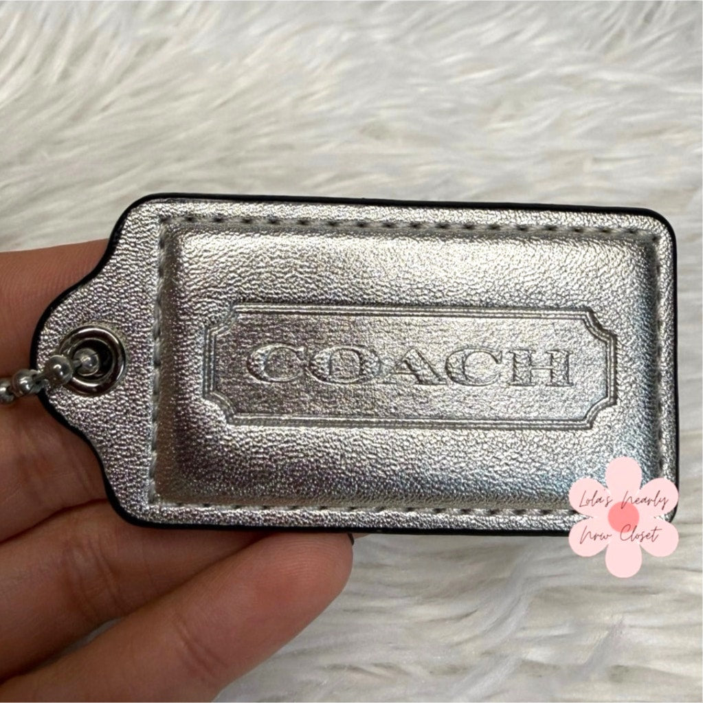 2.5" COACH Silver Fob Bag Charm Hang tag Hangtag