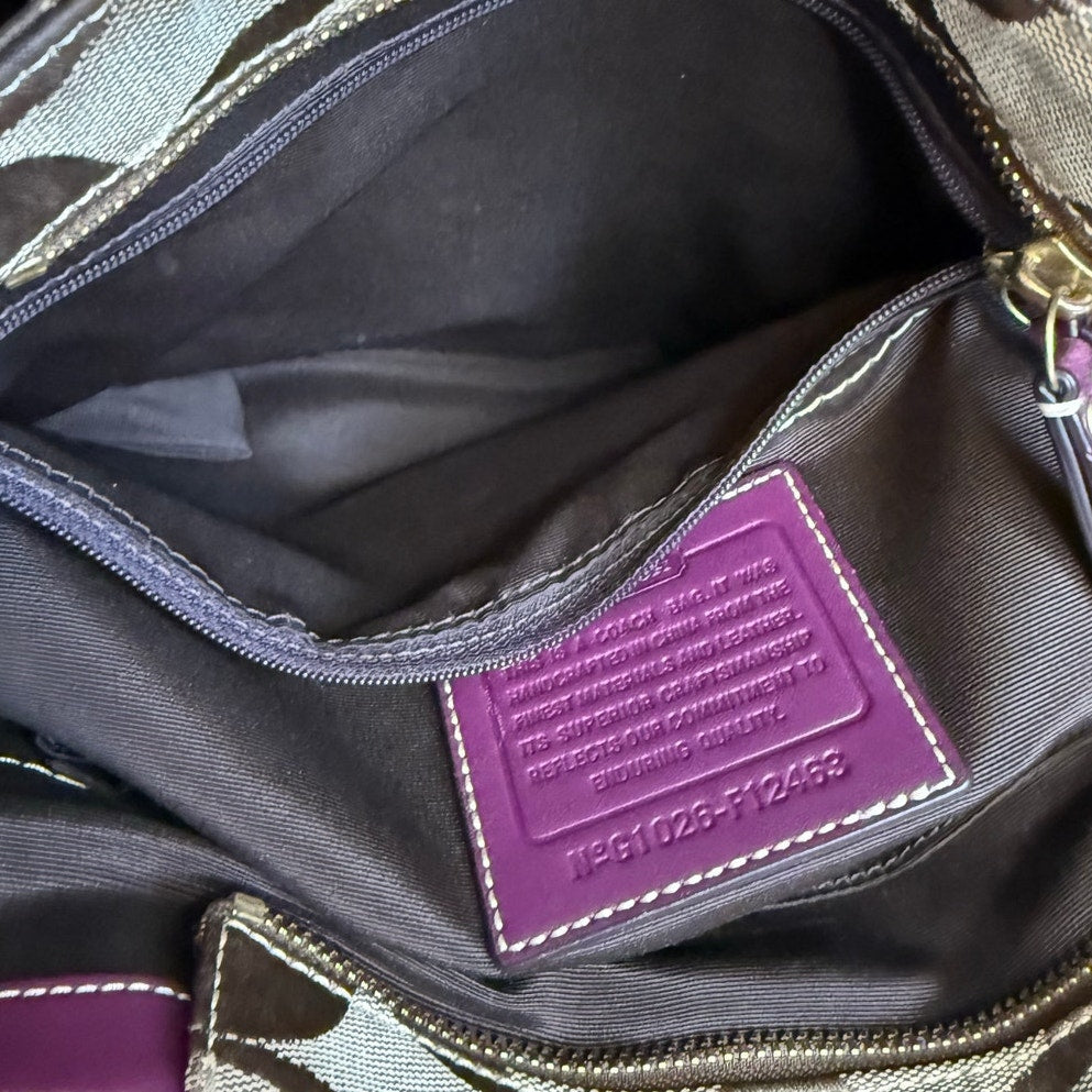COACH 2010 Madeline Turnlock Signature Purple Brown Shoulder Bag Tote