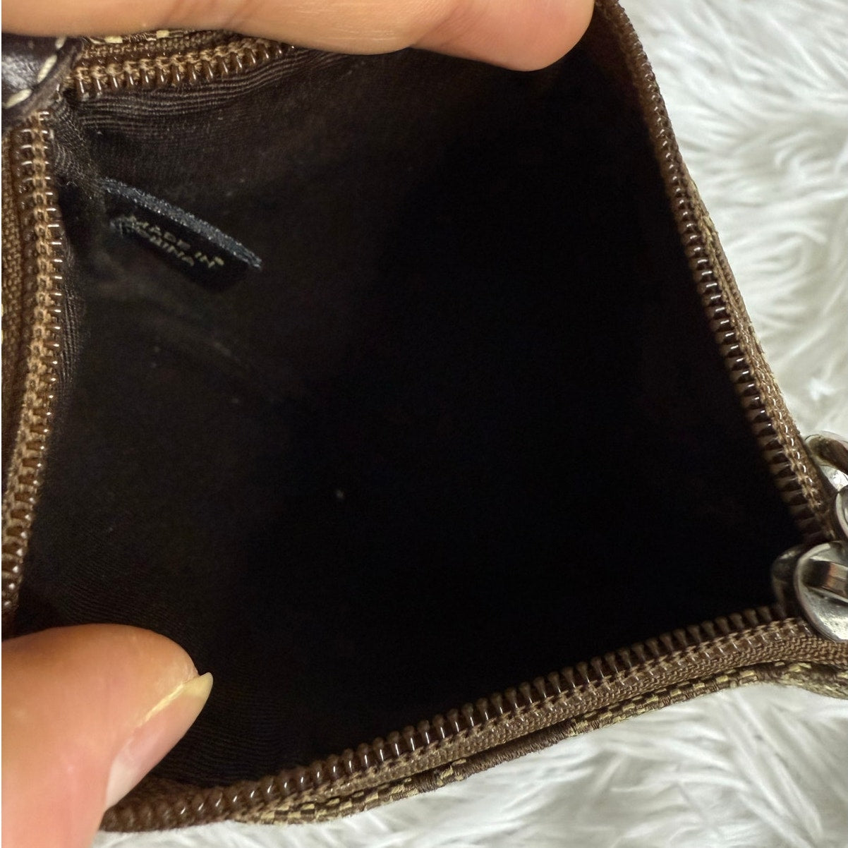COACH Brown Signature Canvas Wristlet