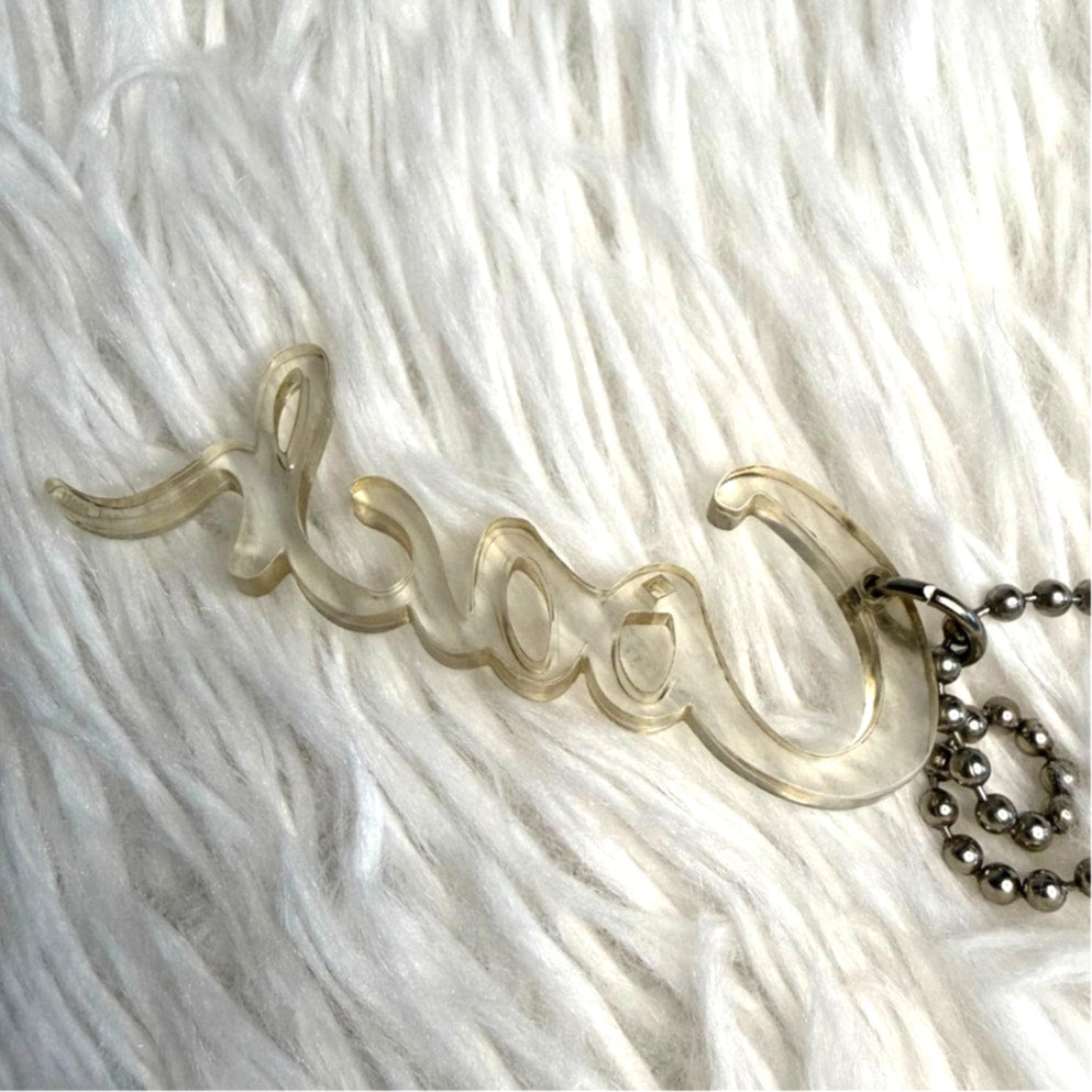 3" COACH Poppy Script Fob Bag Charm Hang tag Hangtag