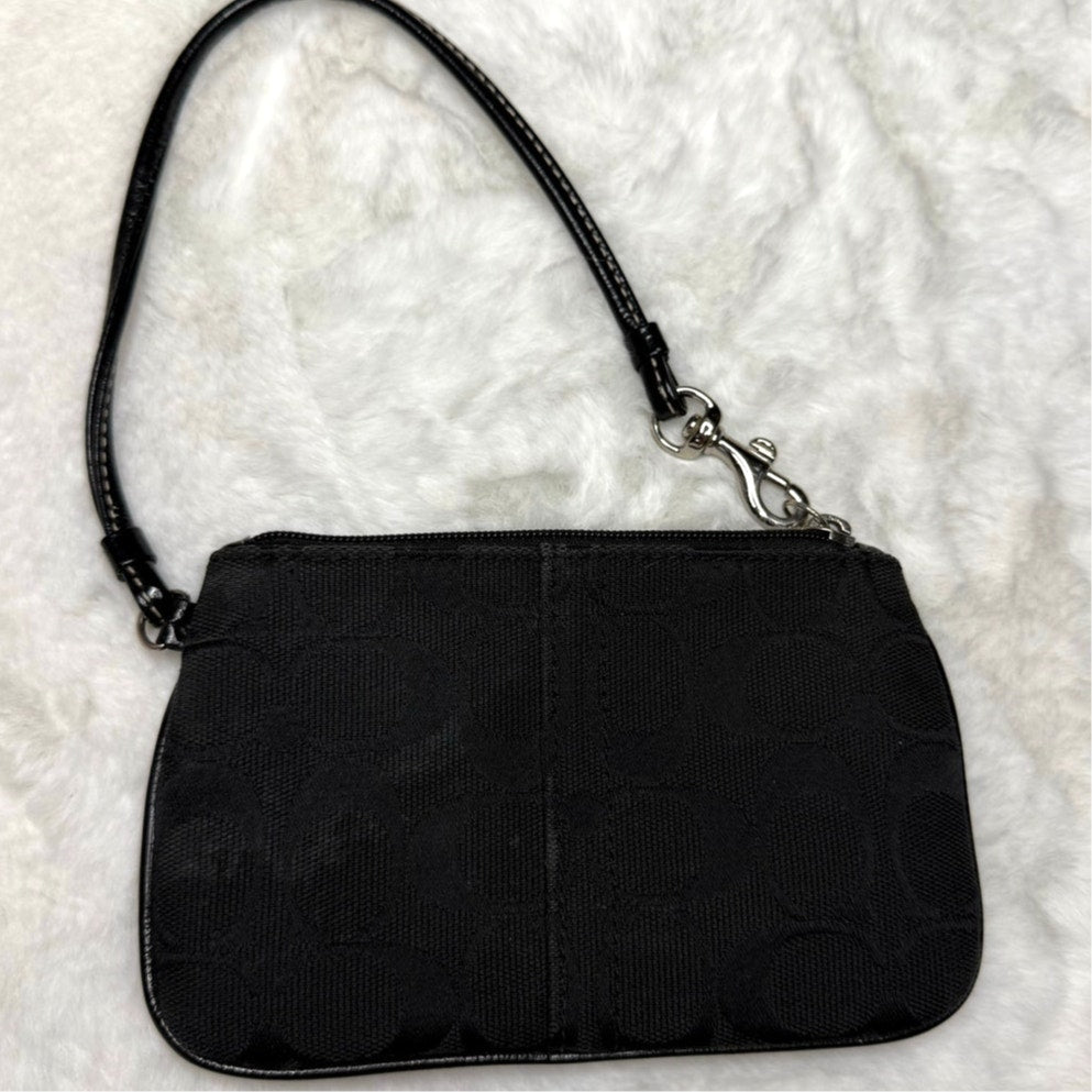 Coach Black Signature Canvas Wristlet