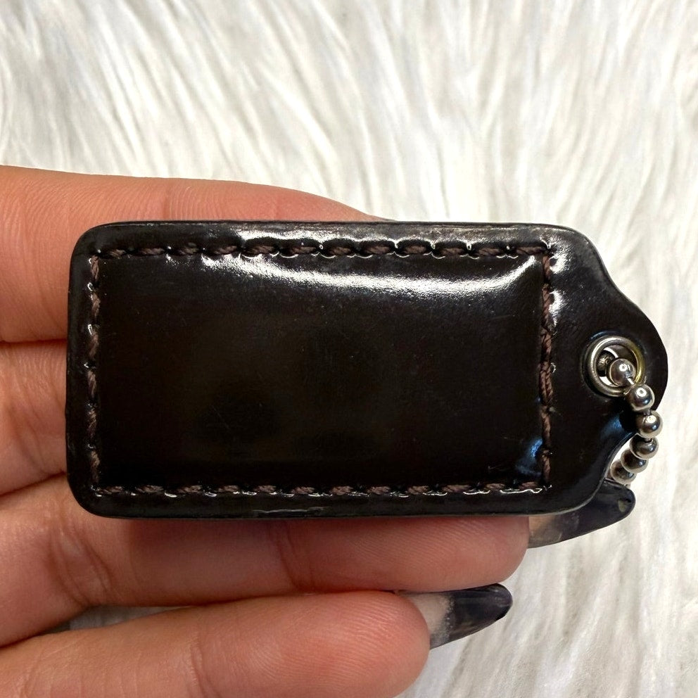 1.5" COACH Brown Fob Bag Charm Hang tag Hangtag